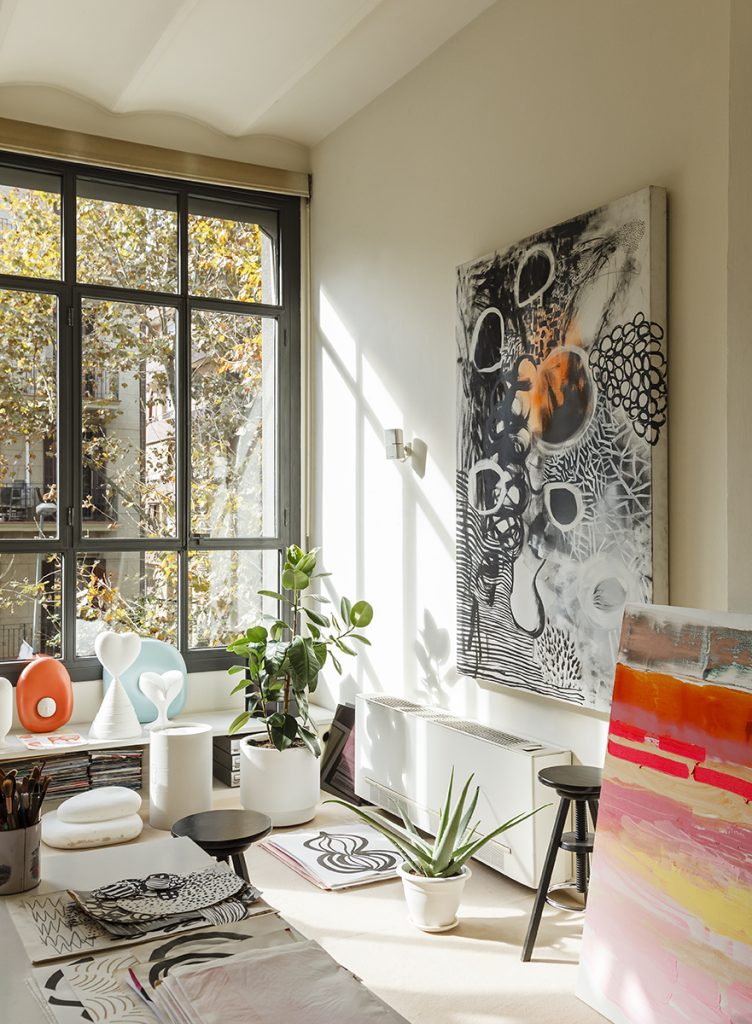 Artwork - Pepa Reverter - Artistic room with a painting hanging on a wall